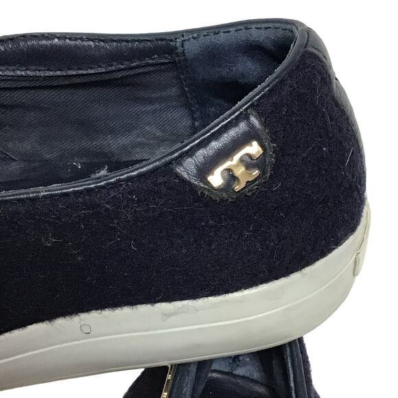 Tory Burch RUDI Stardust Ombre Slip On Sneaker Navy Blue Olive Green Wool Felt 7 - Picture 11 of 11